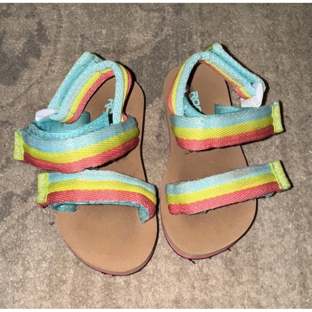 Rockin Rainbow Adjustable strappy sandals Shoes  size 5‎ Toddler Youth Girls